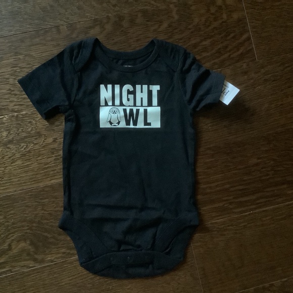 The Children’s Place, 6-9 month, Night Owl Onesie, Short Sleeve, Black, NWT - Picture 4 of 5